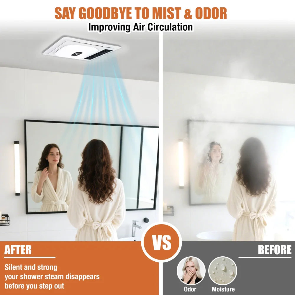 4 In 1 Smart Bathroom Fan Heat Vent Bluetooth Speaker