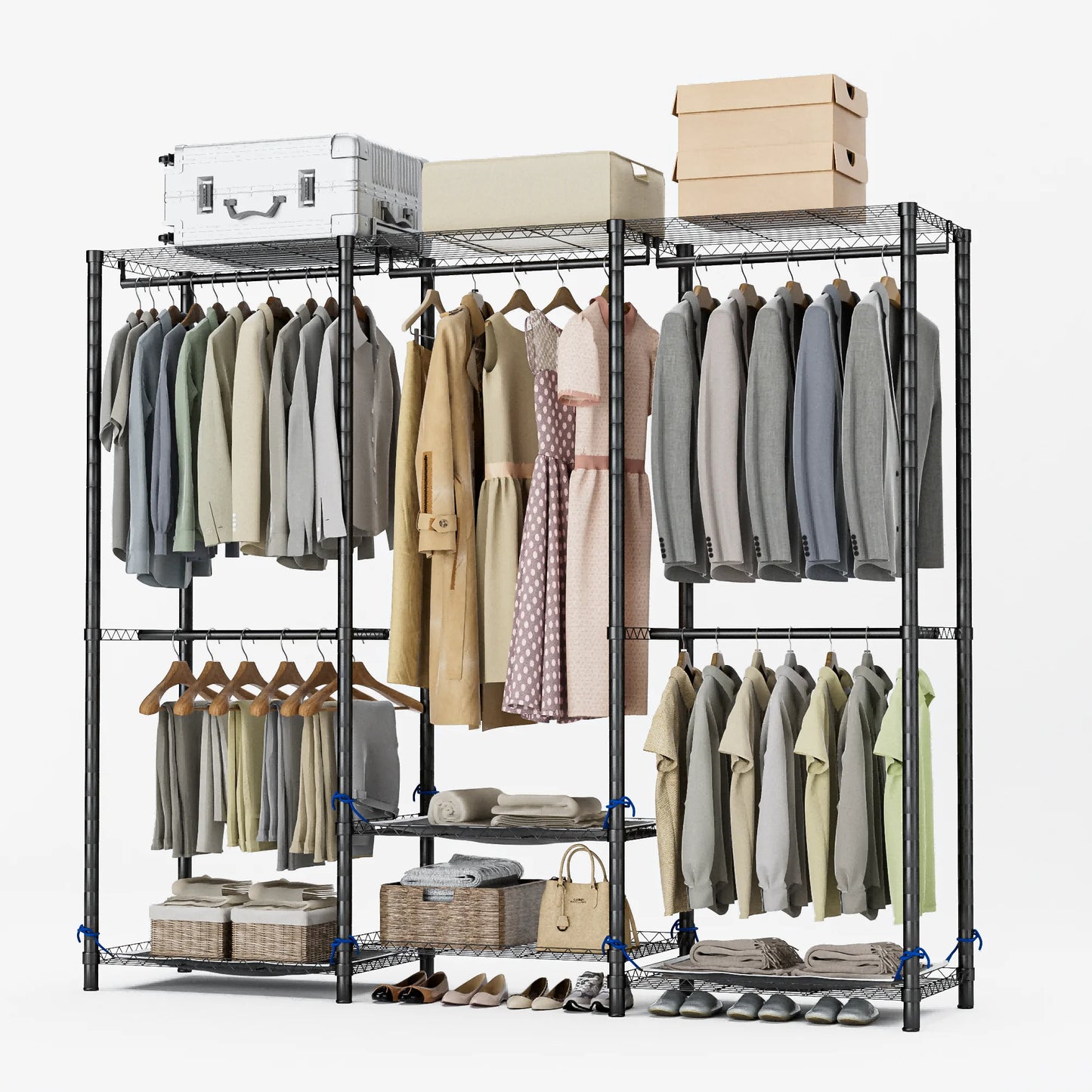 Freestanding Heavy Duty Clothes Rack Organizer For Wardrobe