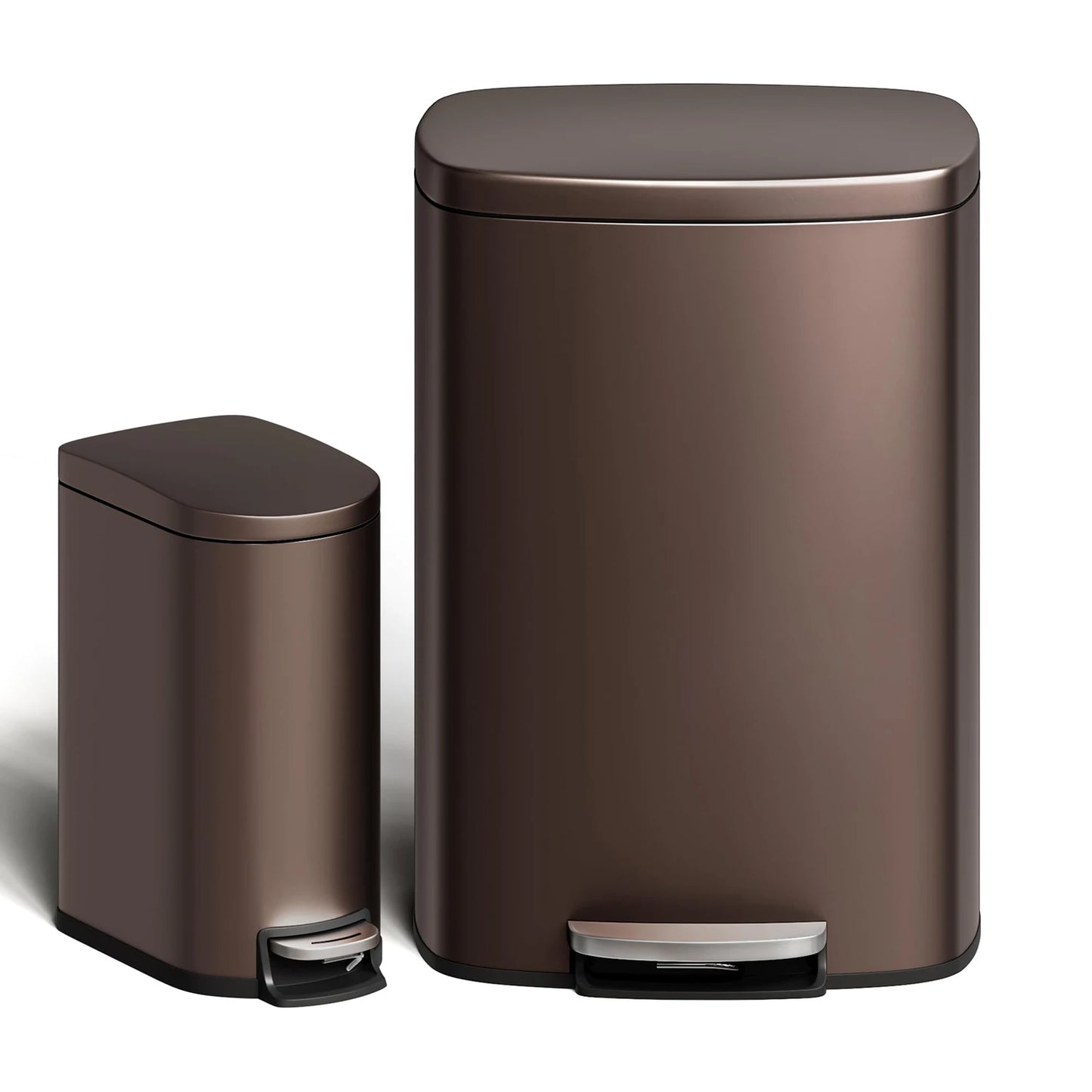 TWISTER.CKCN Stainless Steel StepOn Trash Can Combo Set