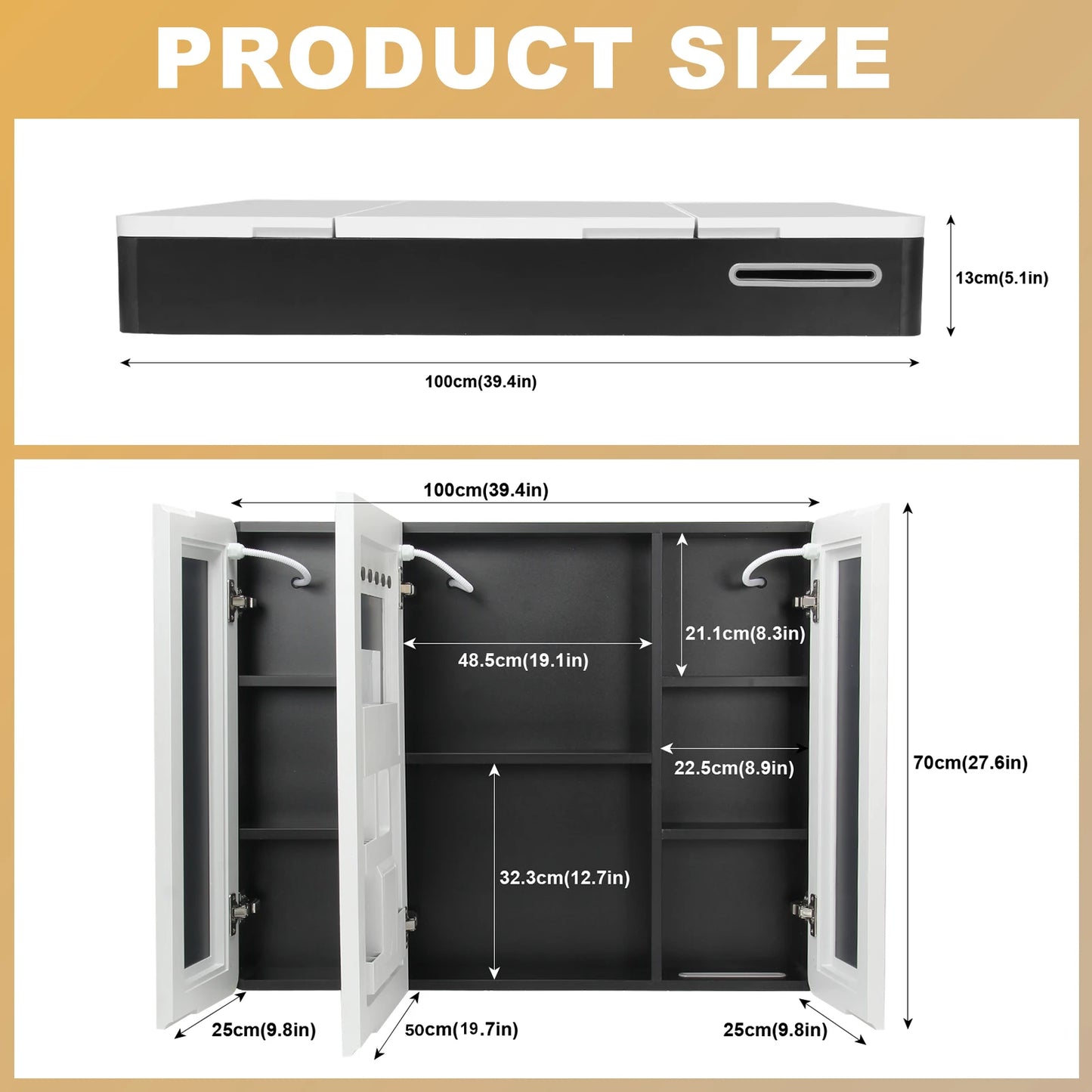 Onesaimei LED Lighted Bathroom Medicine Cabinet With Mirror