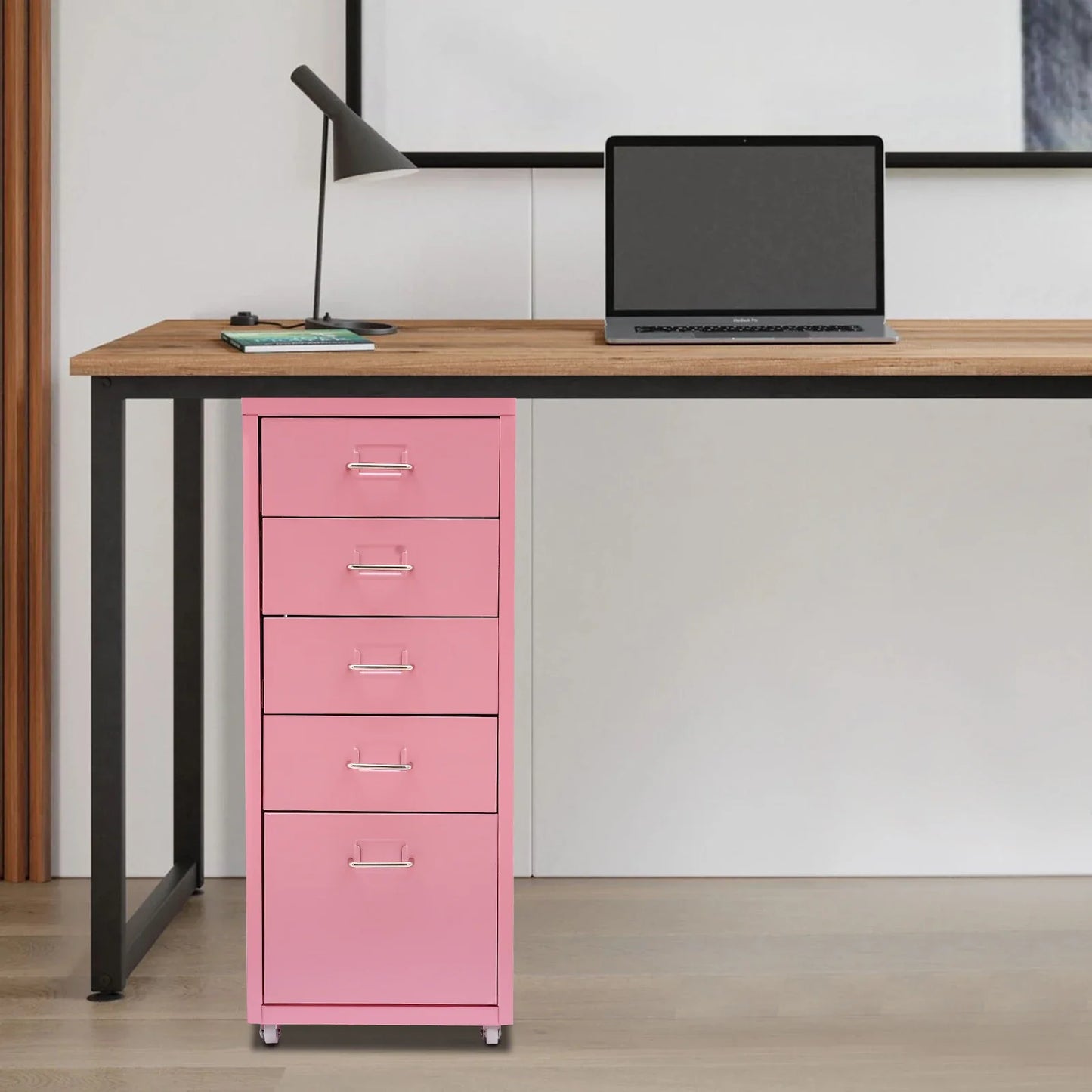 Bymaocar Five Drawer File Cabinet On Wheels Mobile Organizer