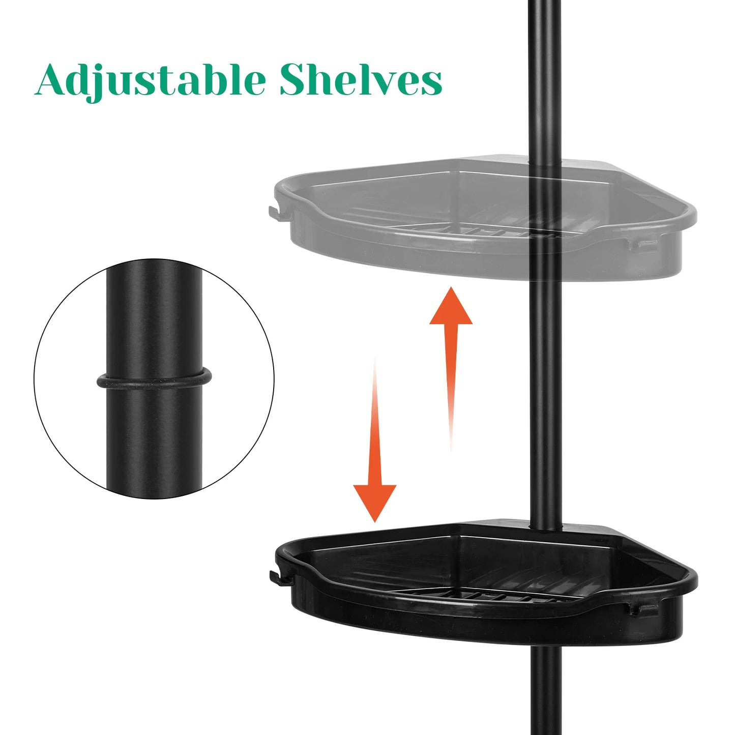 HiMISSH Corner Shower Caddy Tension Pole 4-Tier Shelves