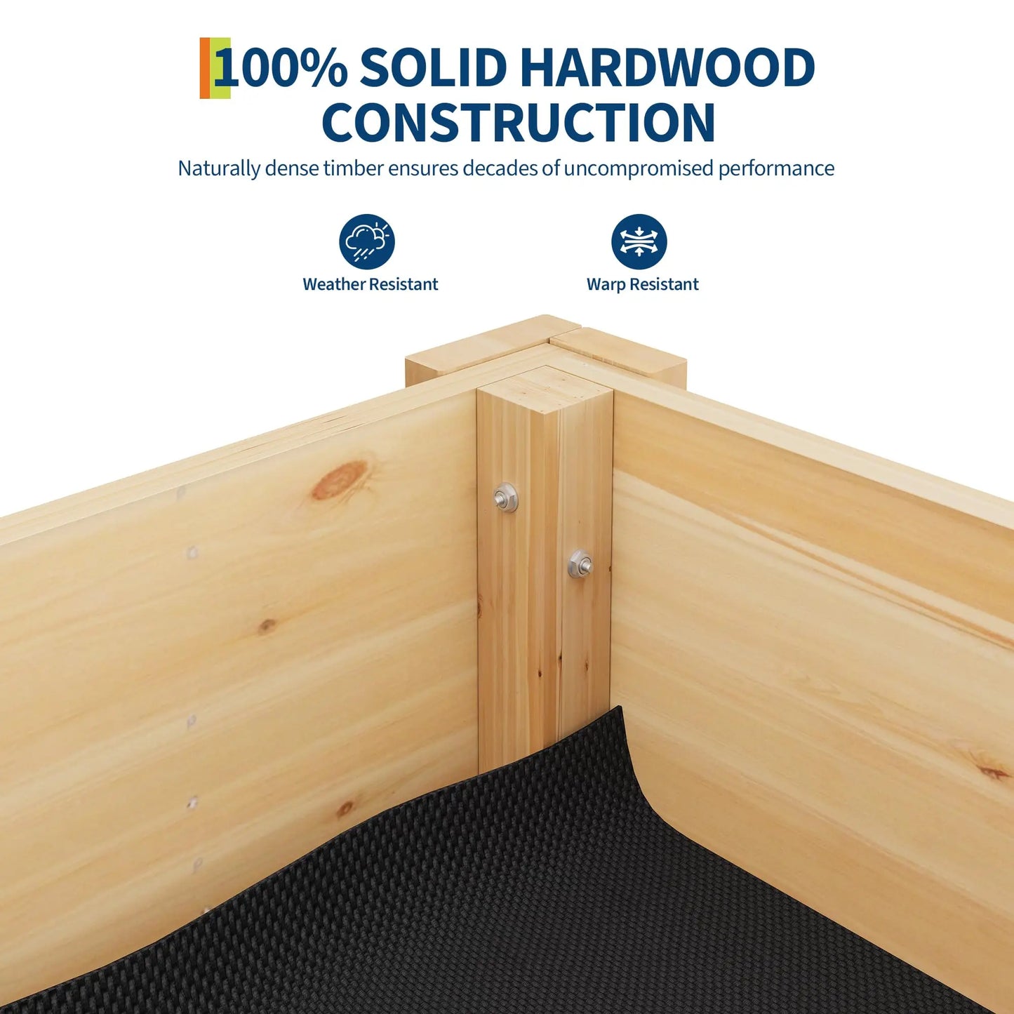 Durable Elevated Wooden Garden Bed Planter Box With Legs Hooks