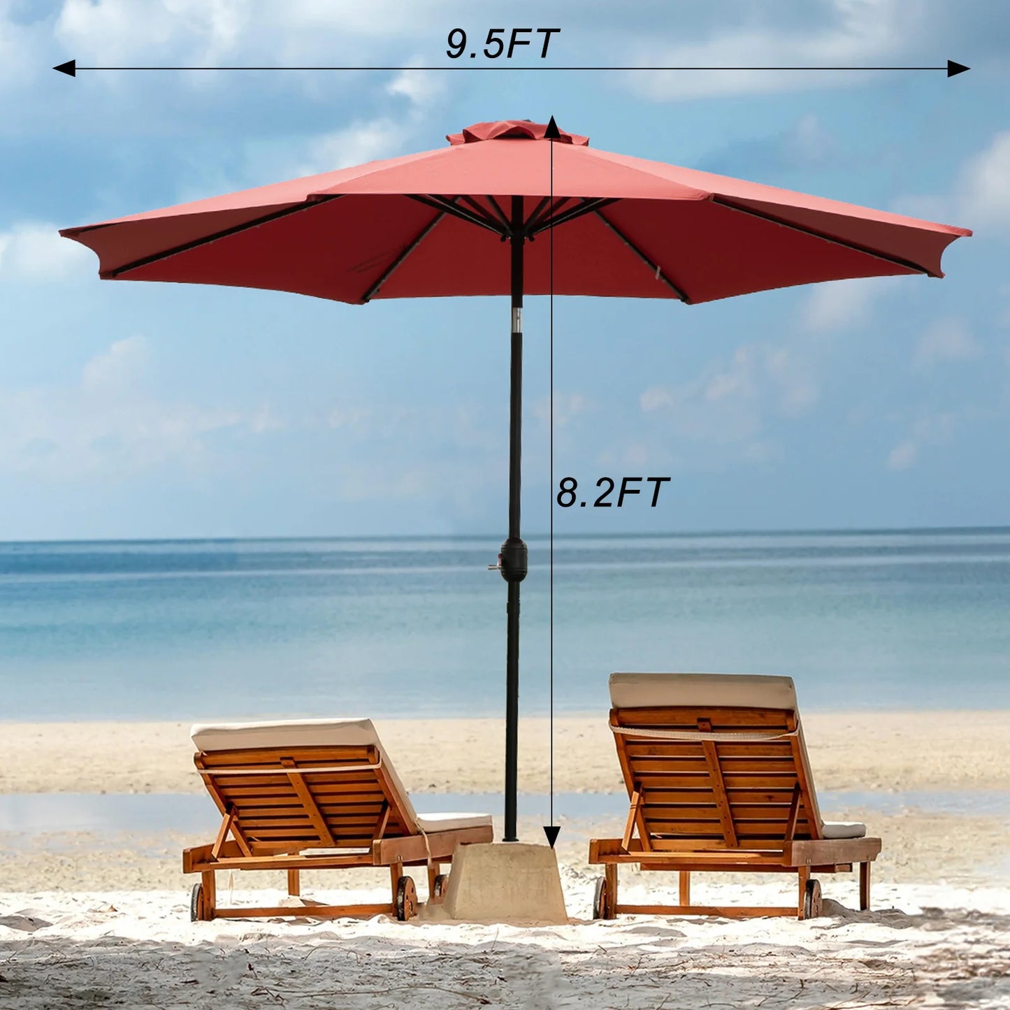 JHK Solar Patio Umbrella With 32 LED Lights Outdoor