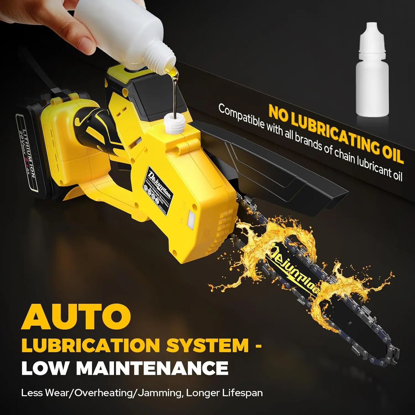 Cordless Mini Chainsaw, 6 & 8 Inch Brushless Electric Pruning Saw with Auto Oiler & Tool-Free Installation