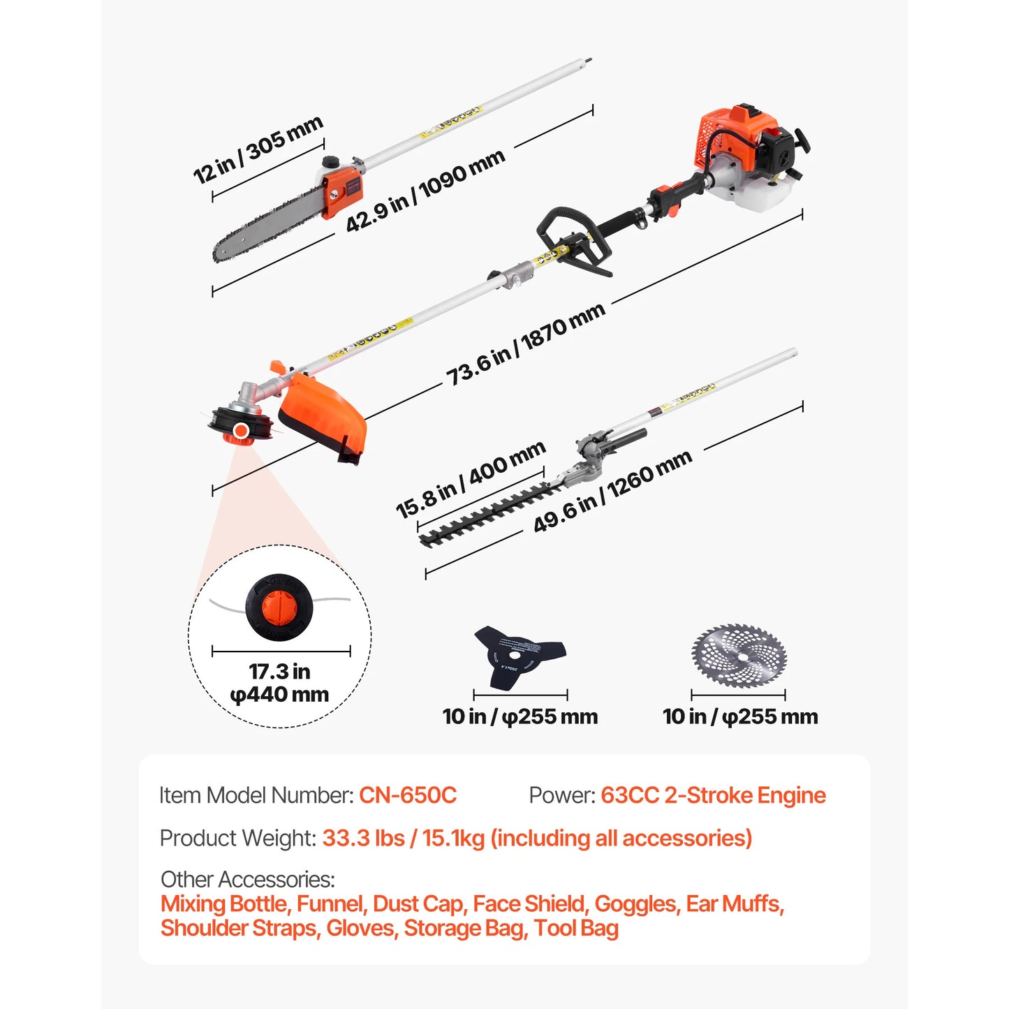 SucceBuy Gas Hedge Trimmer 2 Cycle Power Handheld With Gear