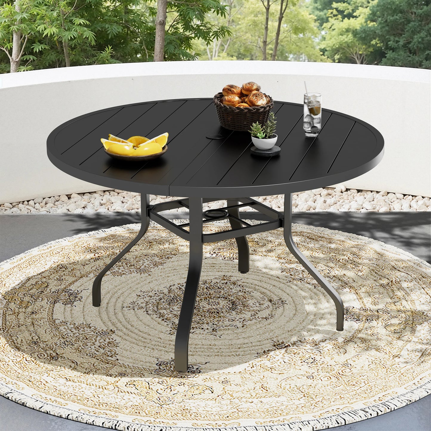 FARINI Outdoor Patio Dining Table With Umbrella Hole