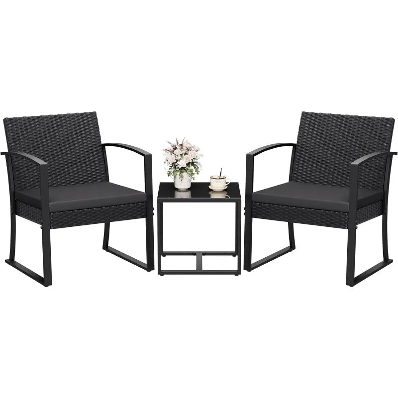 Resin 3 Piece Outdoor Patio Furniture Set With Cushions Table