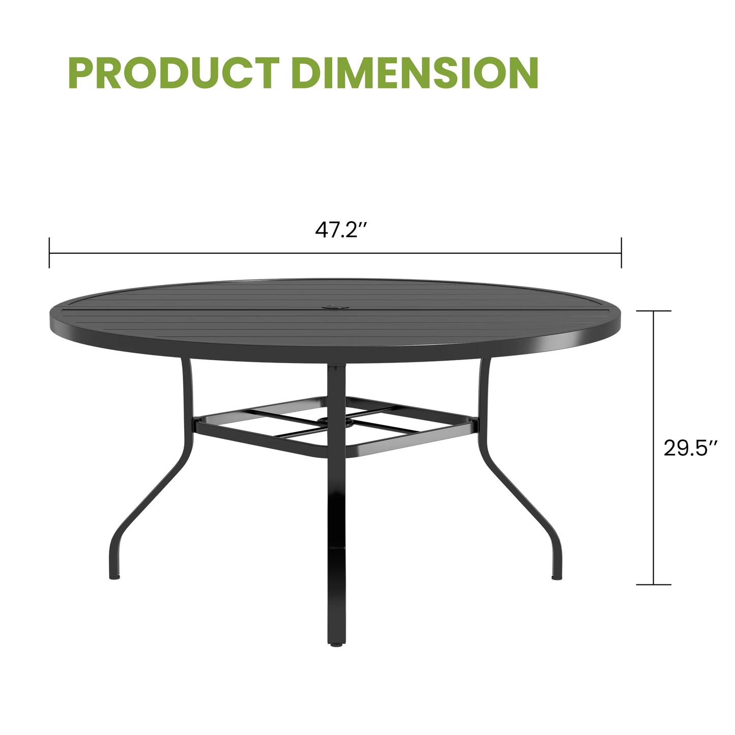 FARINI Outdoor Round Patio Table With Umbrella Hole Metal
