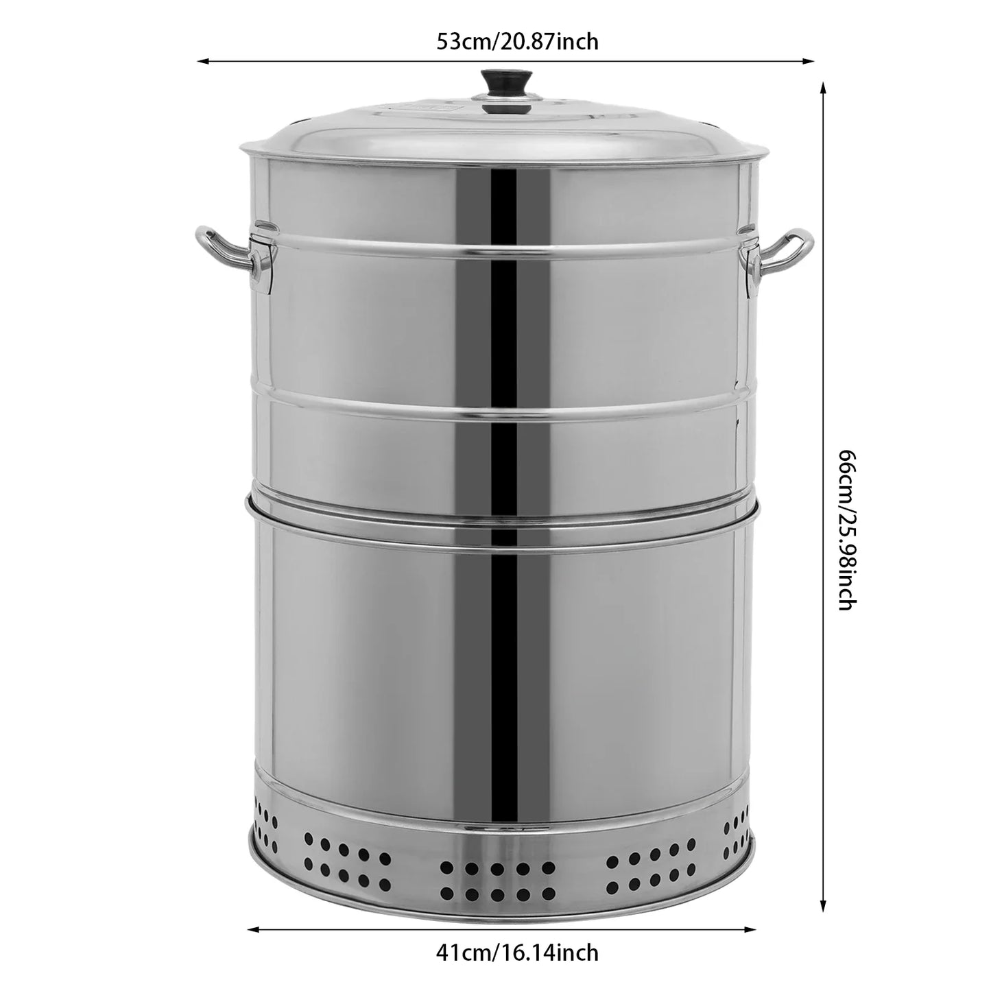Bymaocar Smokeless Charcoal Grill 360° Stainless Steel Barrel With Skewers