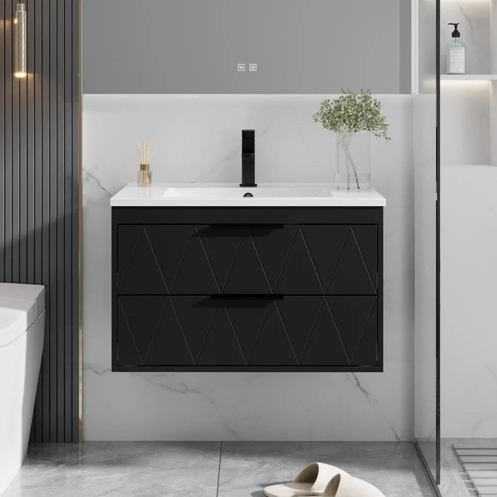 Bathroom Vanity Cabinet With Sink Wall Mounted Floating Soft Close