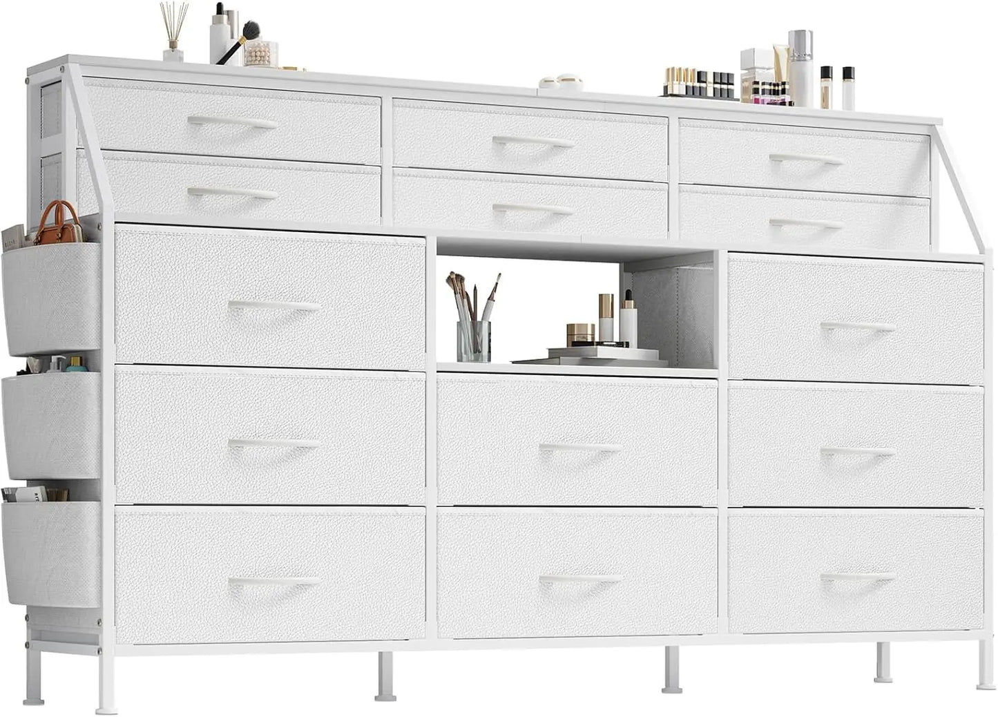 Twister.CK 14 Drawer Dresser With Wooden Top Metal Frame