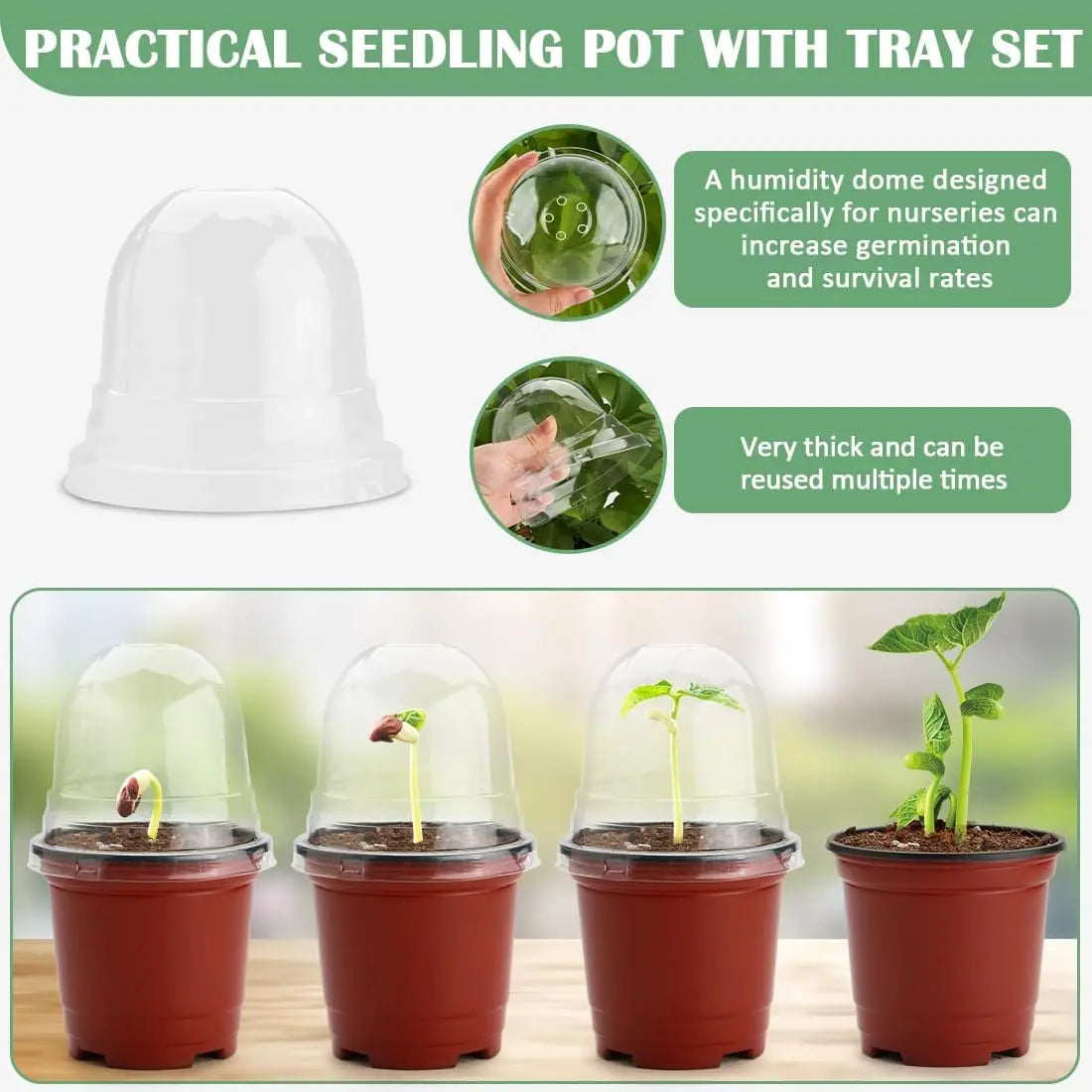 Nursery Pots With Humidity Domes And Seedling Trays