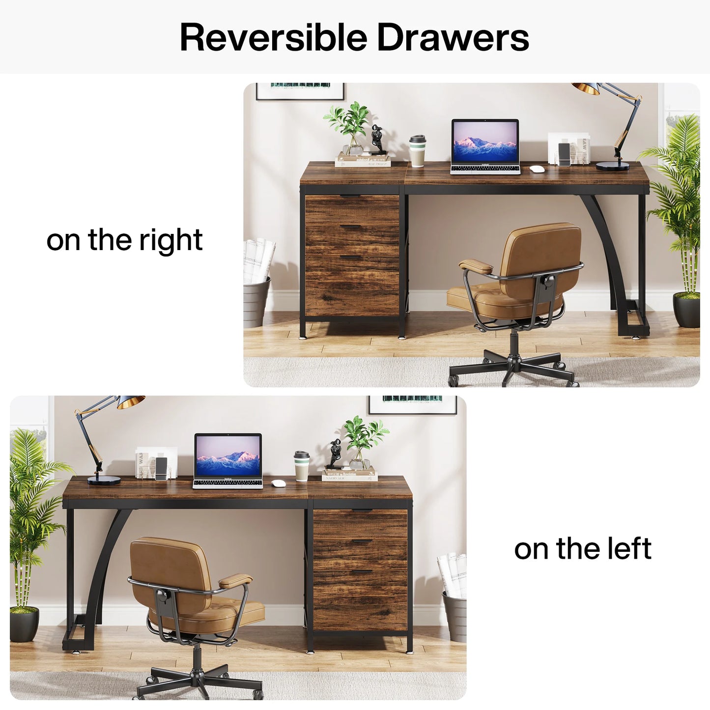 Tribesigns Computer Desk With Three Reversible Drawers