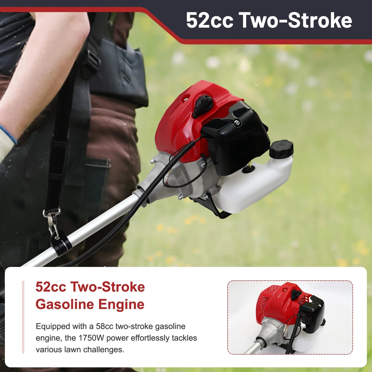 Gas Powered 2-Stroke Weed Wacker 4-In-1 String Trimmer