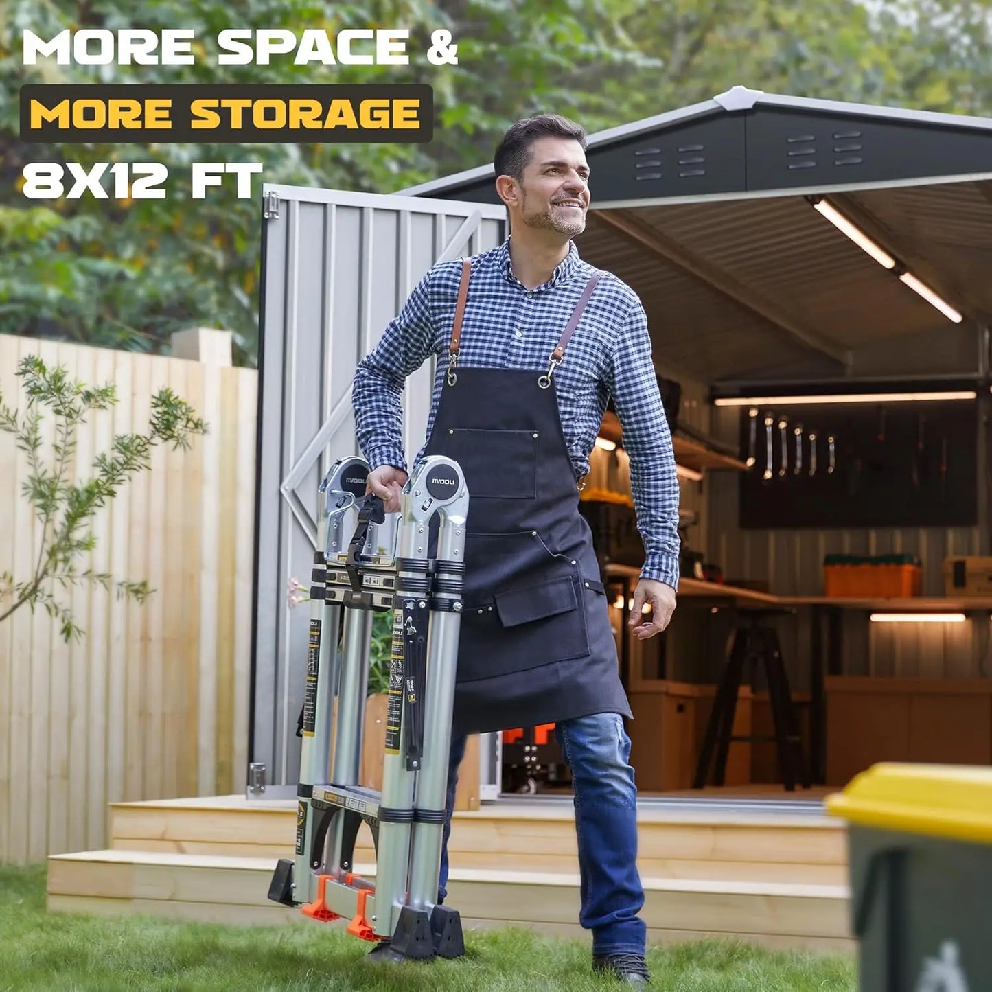 Outdoor Metal Storage Shed Waterproof Easy Assembly