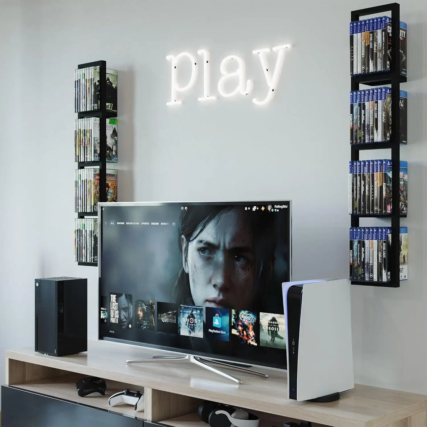 Wall Mounted CD DVD Rack Organizer 5 Piece Media Storage For Books