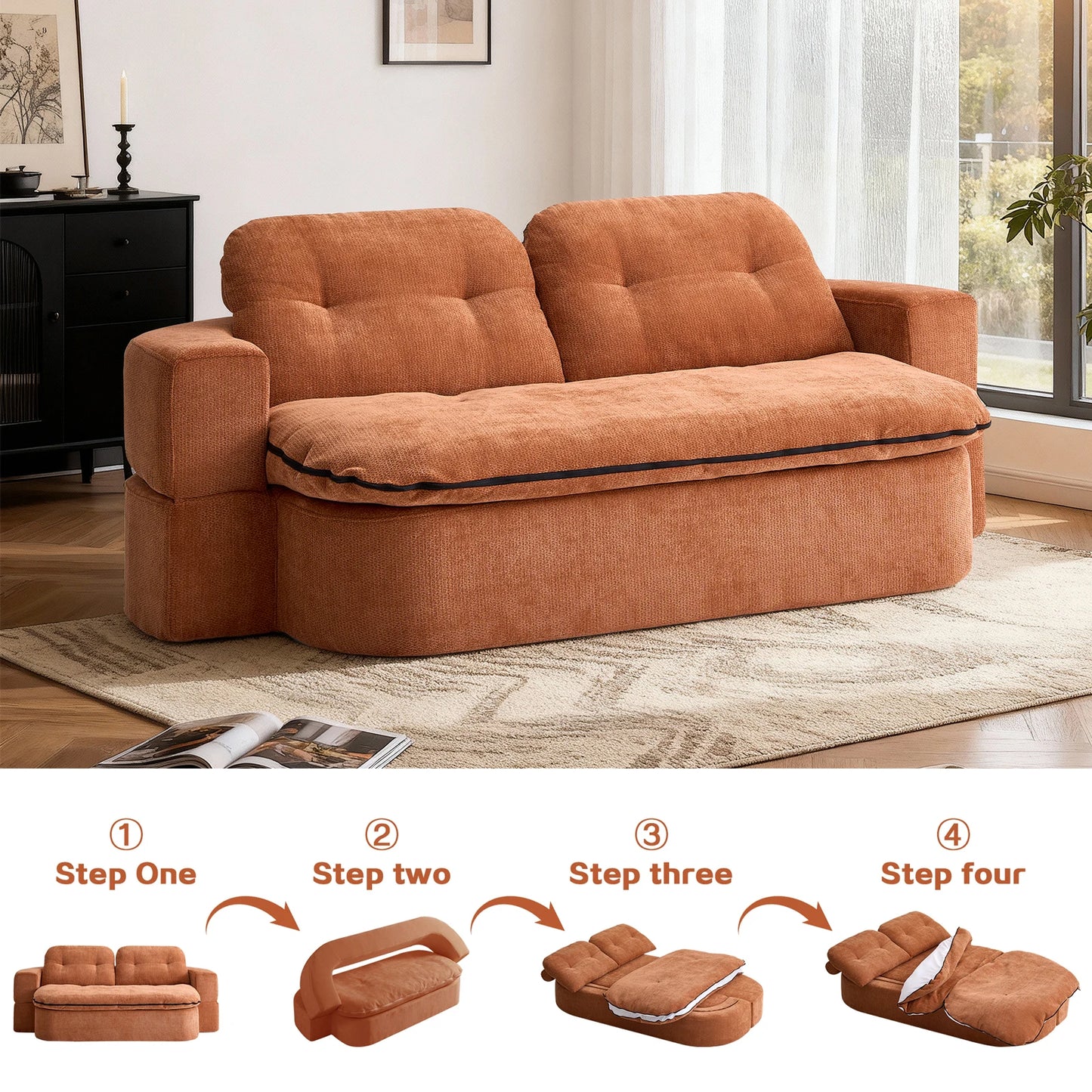 THOLASIS CN Convertible Sofa Bed Loveseat For Small Spaces