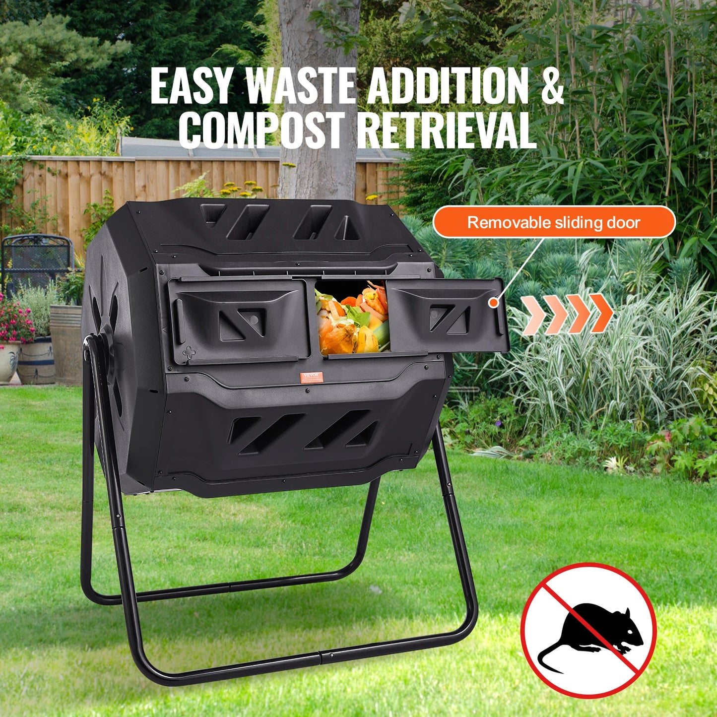 Tumbling Compost Bin Dual Chamber BPA Free Garden Kitchen Use