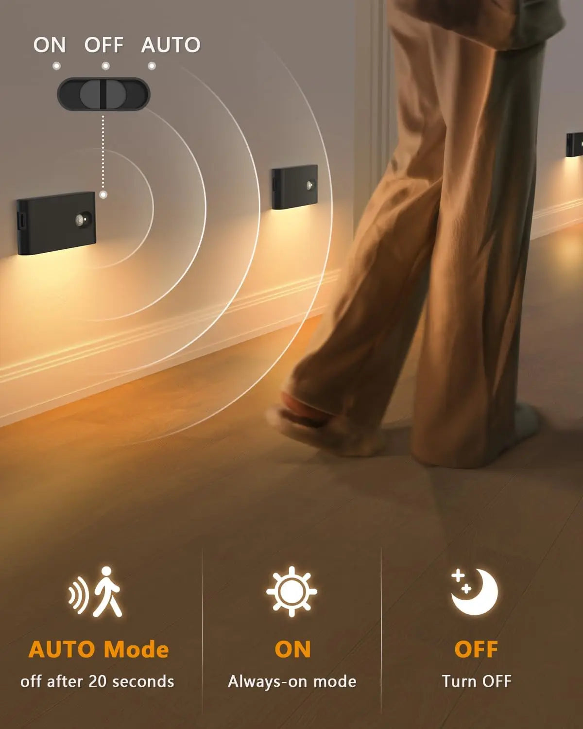 Willed Motion Sensor Wireless Stair Lights Indoor Battery Night Lights