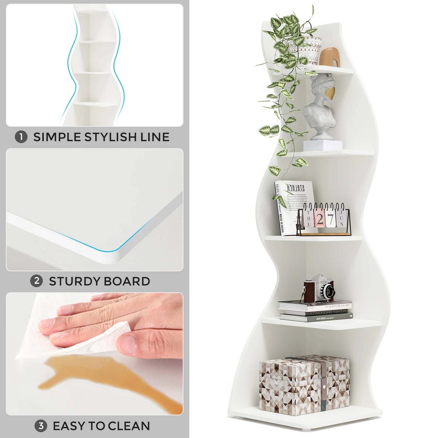 Tribesigns Corner Shelf Modern Wall Shelf Bookcase Plant Stand