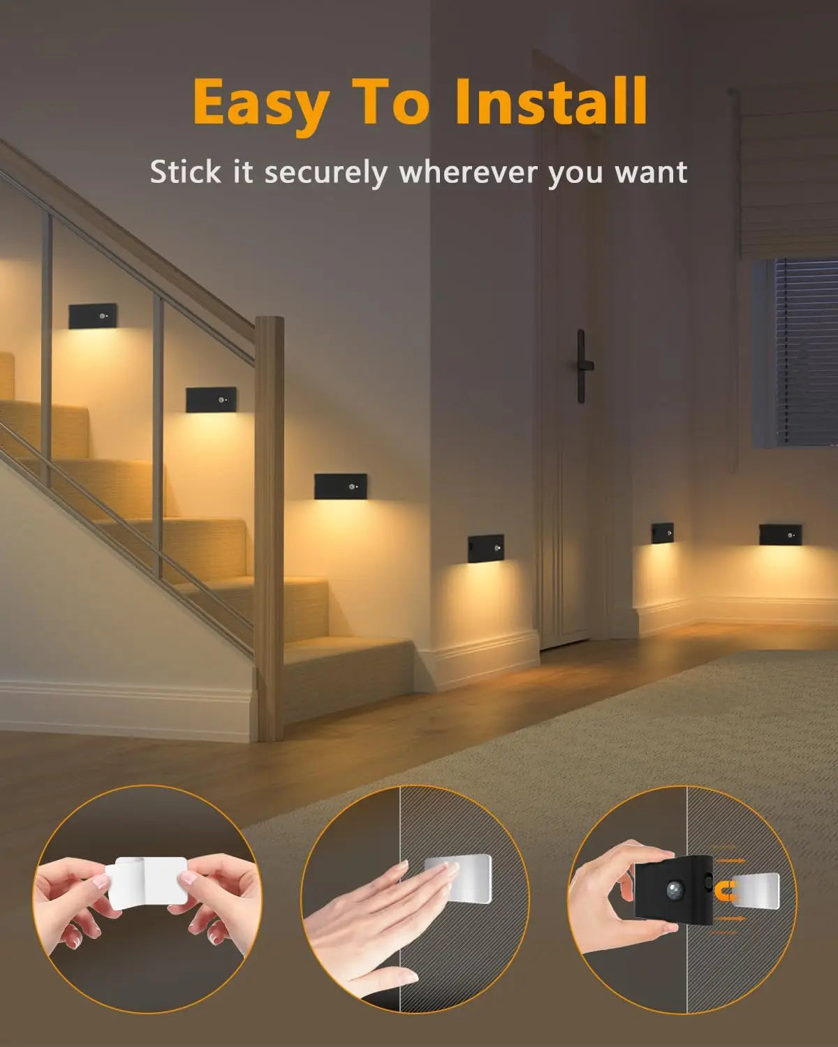 Willed Motion Sensor Wireless Stair Lights Indoor Battery Night Lights