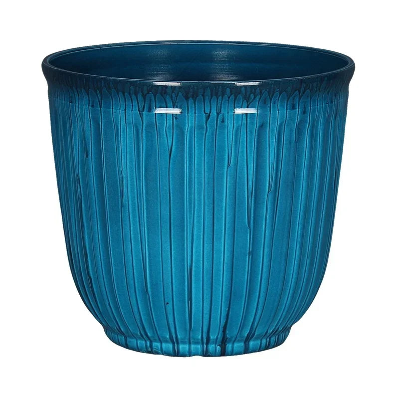 Recycled Plastic Round Planter With Drainage Holes For Outdoors