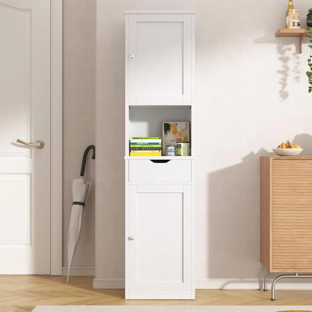 Tall Bathroom Storage Cabinet Freestanding Modern With Adjustable Shelves