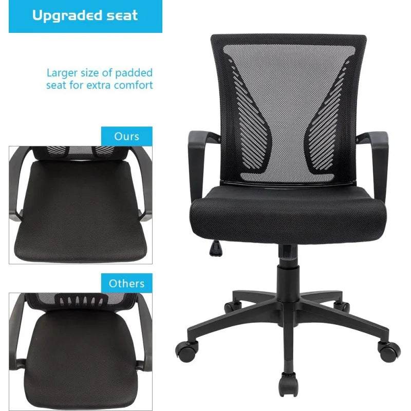 Office Chair Ergonomic Mesh Chair With Lumbar Support And Armrests