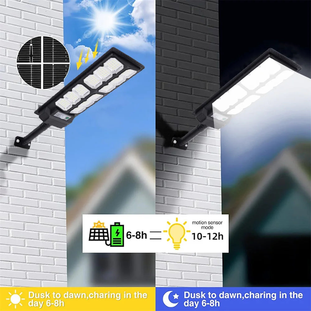 2 Pack Solar Street Lights Outdoor Waterproof 192LED DuskToDawn