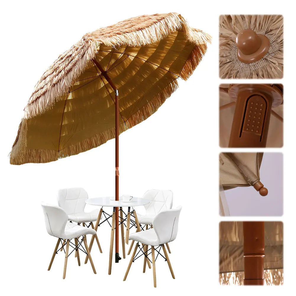 NovaSphere Thatched Garden Umbrella Height Adjustable Patio Shade