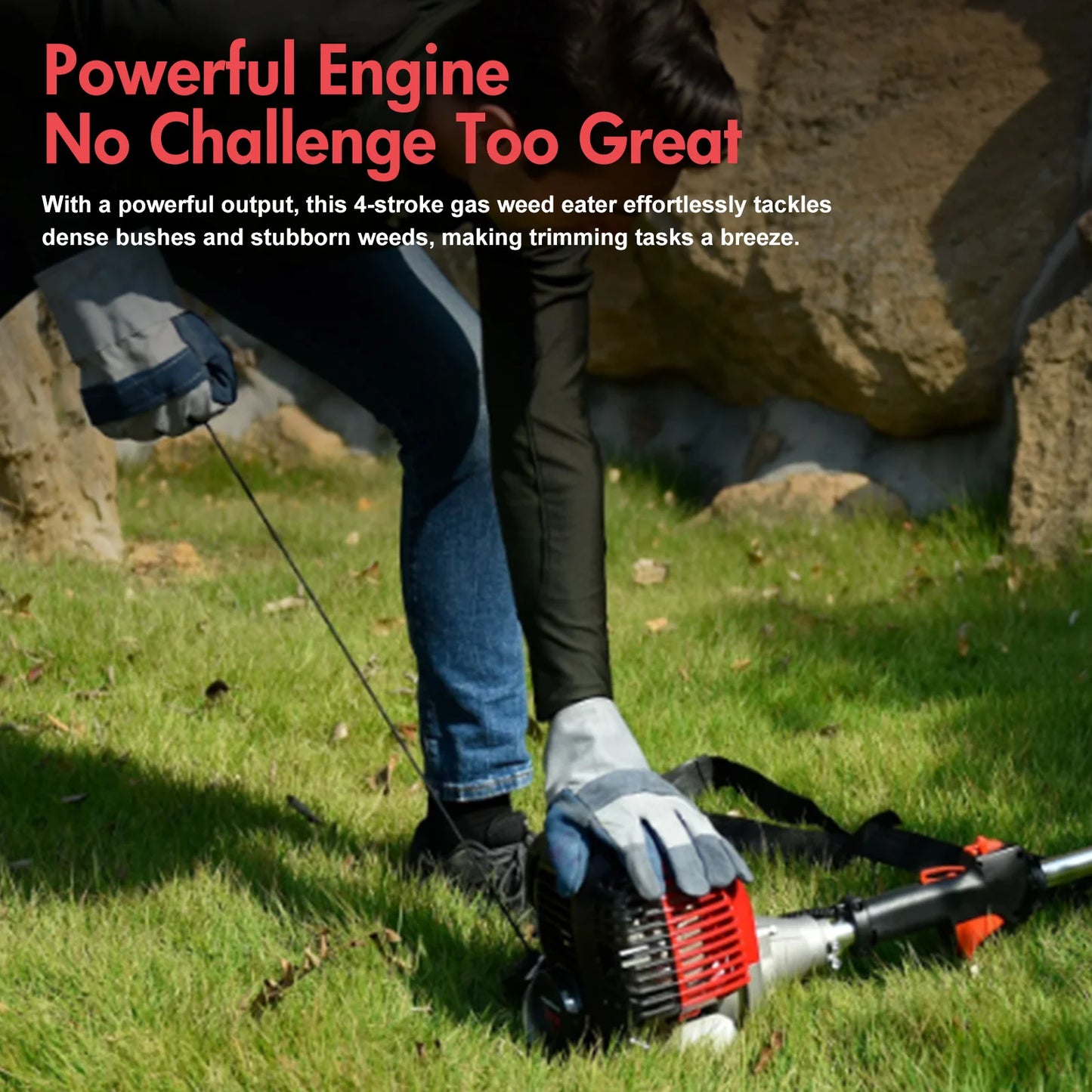 4 Stroke Gas Weed Wacker 31cc 13 Inch Straight Shaft Trimmer