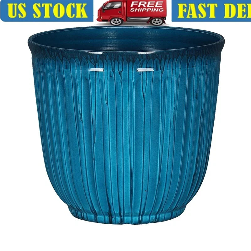 Recycled Plastic Round Planter With Drainage Holes For Outdoors