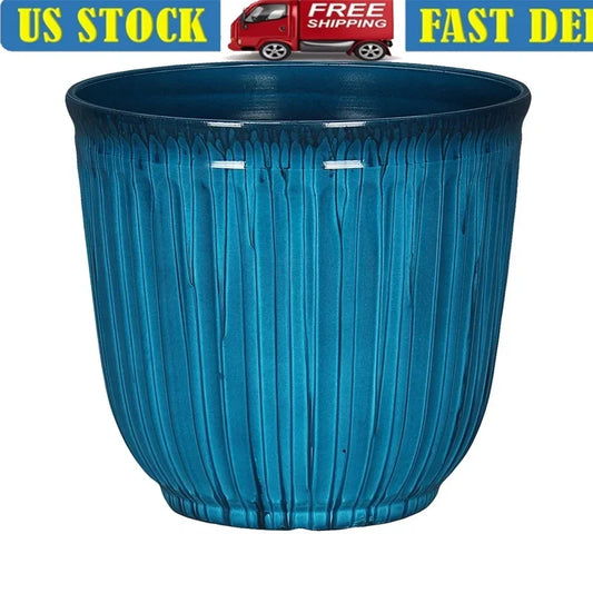 Recycled Plastic Round Planter With Drainage Holes For Outdoors