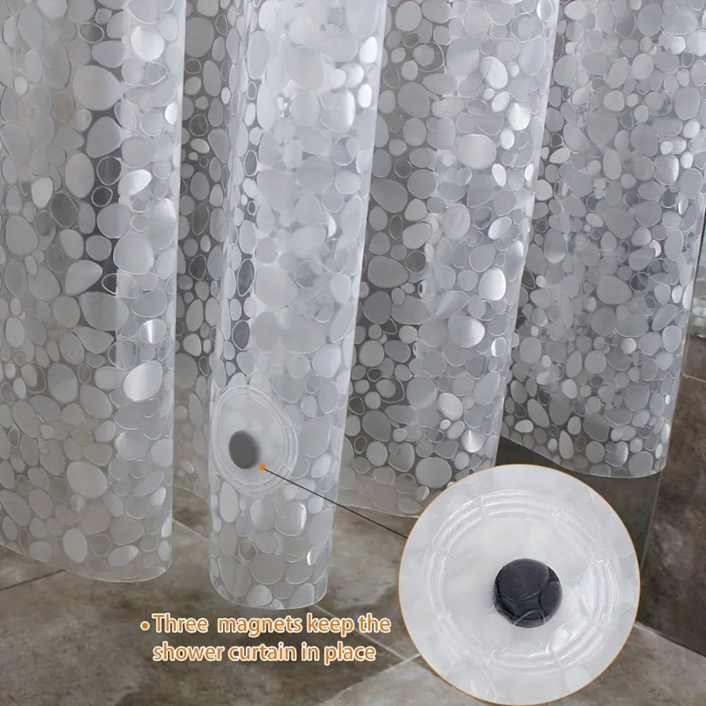 3D Pebble Pattern Shower Curtain Liner With Magnets PEVA