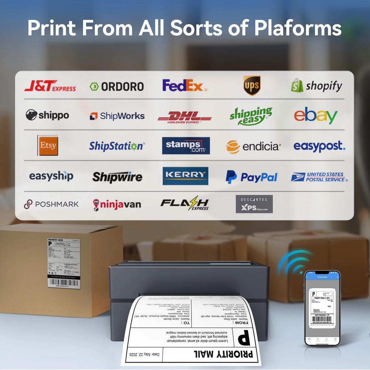 TakeYou Portable Thermal Label Printer Bluetooth USB Shipping Labels