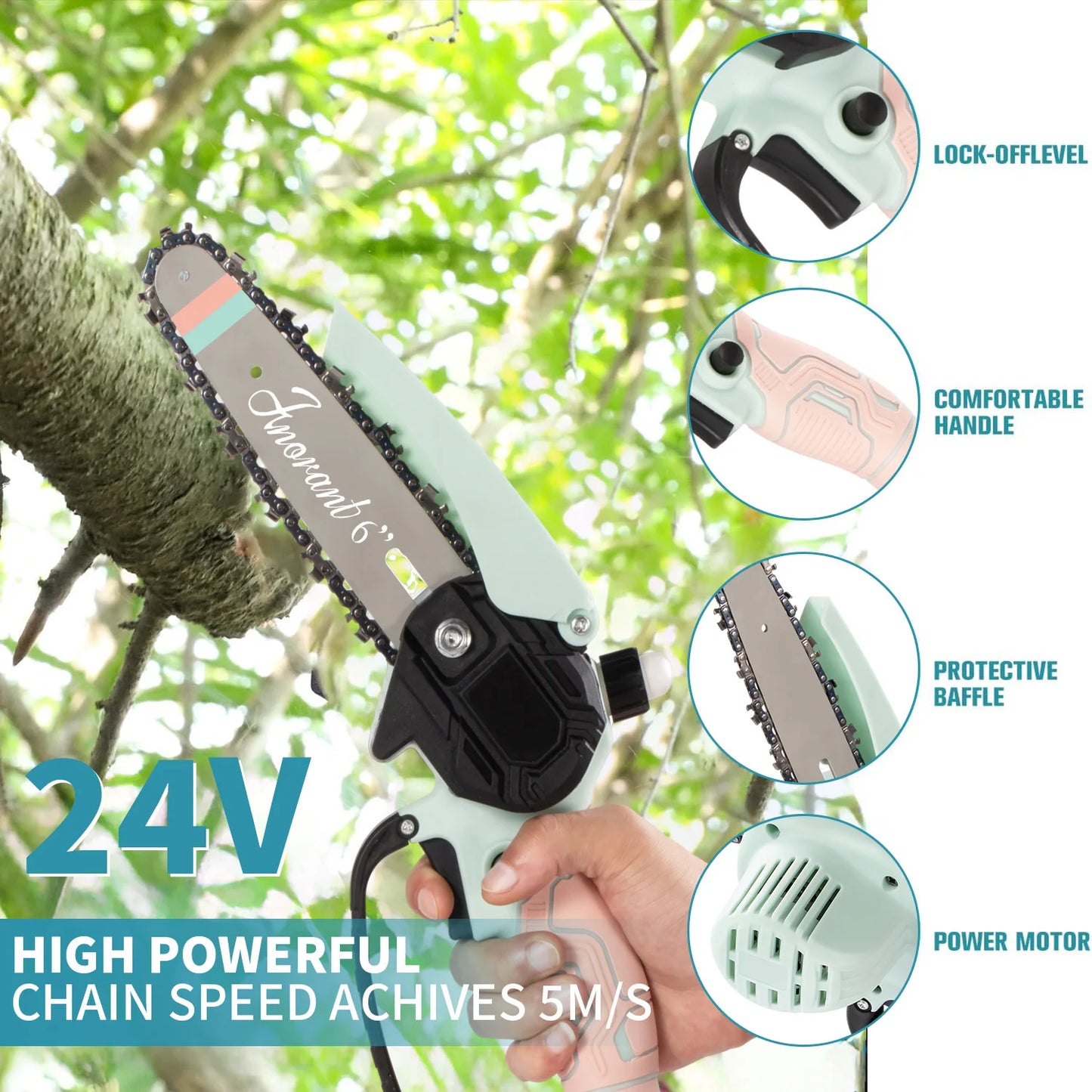 Cordless Mini Chainsaw Dual Battery Portable Tree Cutting Saw