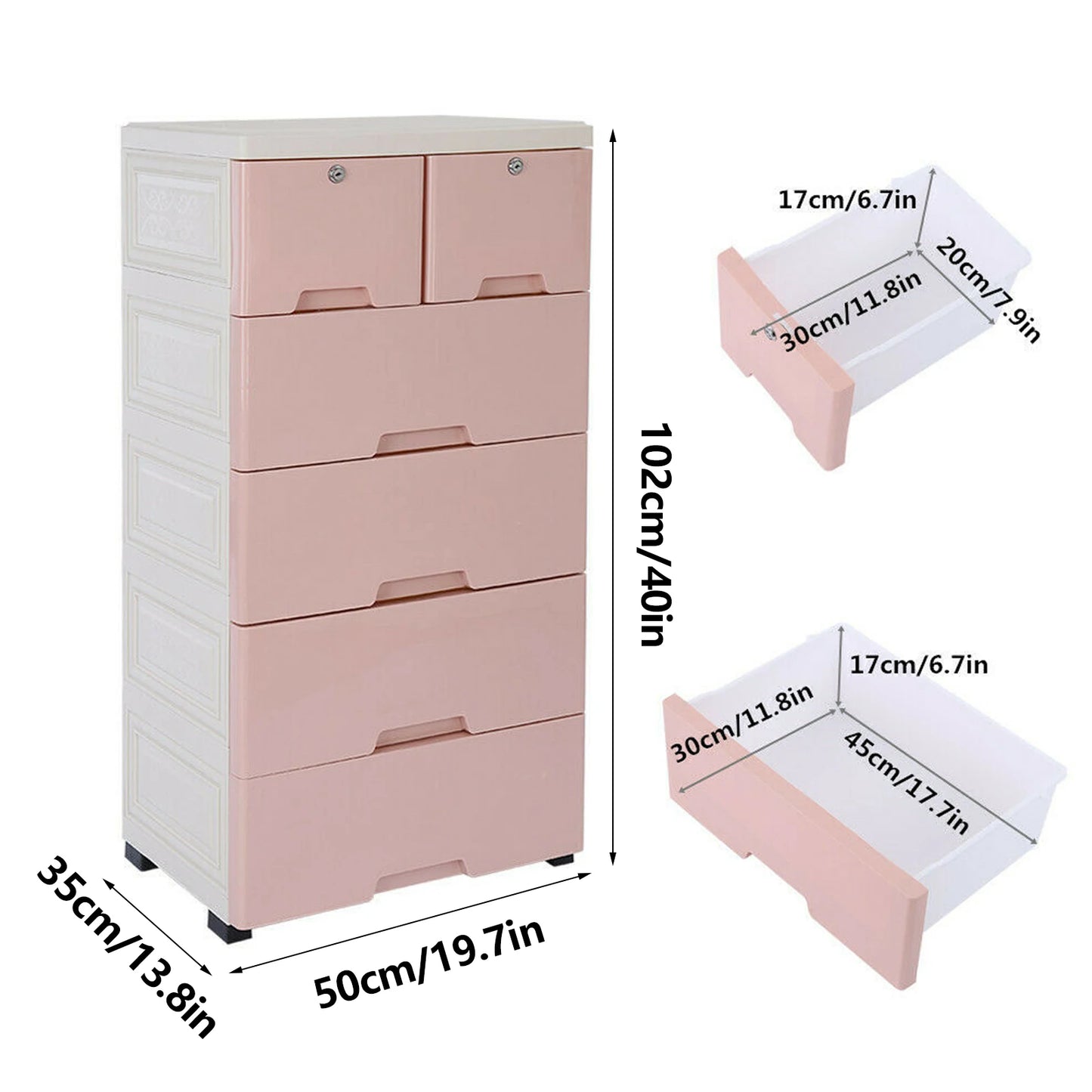 6 Drawer Plastic Dresser Storage Tower For Home Office And Bedroom