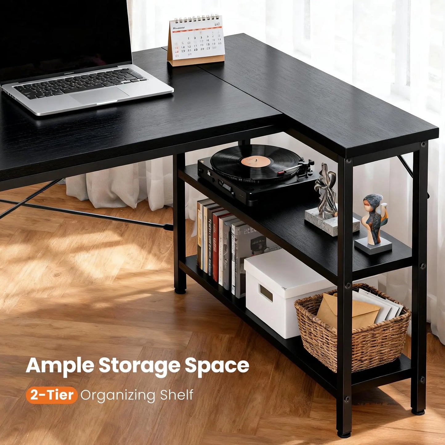 JHK L Shaped Desk For Computer With Reversible Storage Shelves