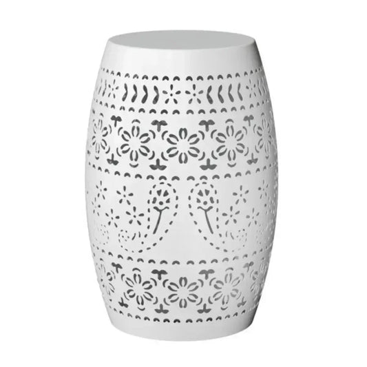 Steel Patio End Table Round Drum Side Table Indoor Outdoor