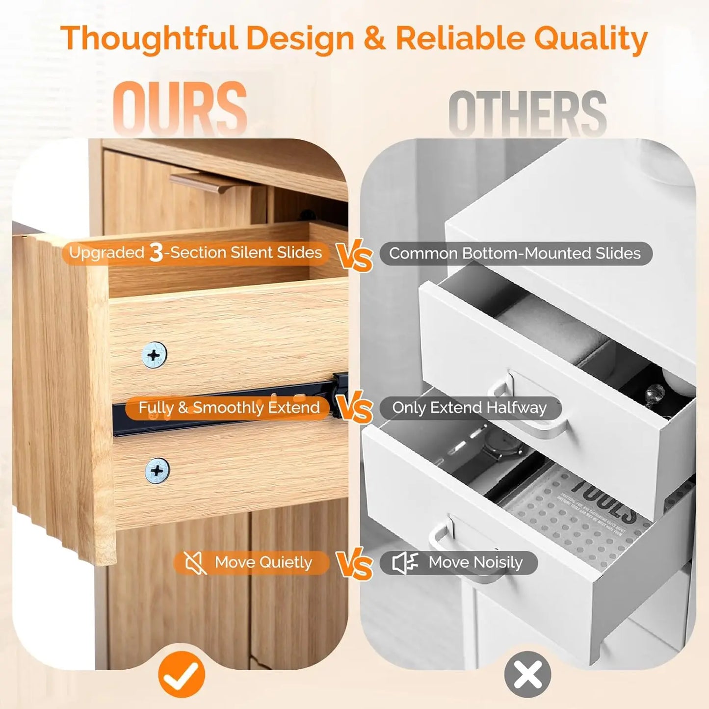 Fluted Bathroom Floor Storage Cabinet With Fluted Doors And Drawers