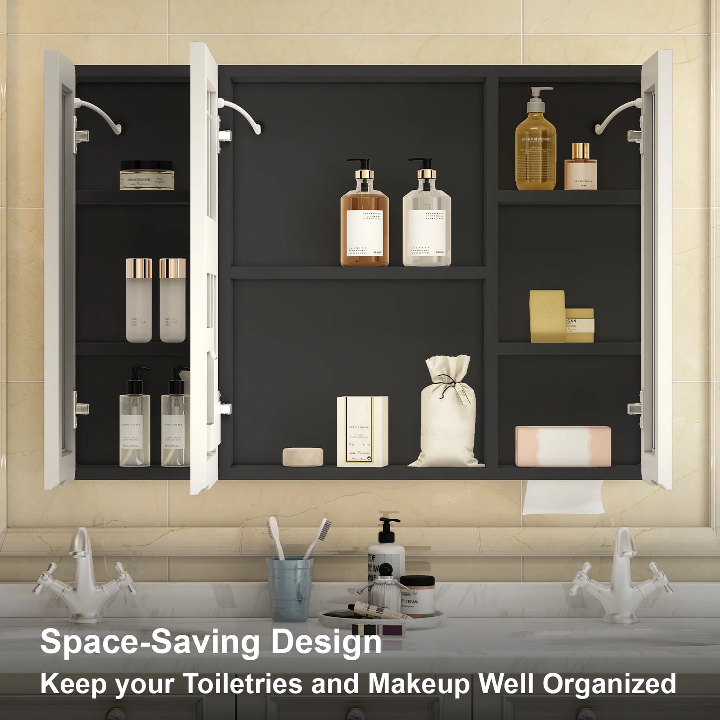 Onesaimei LED Lighted Bathroom Medicine Cabinet With Mirror
