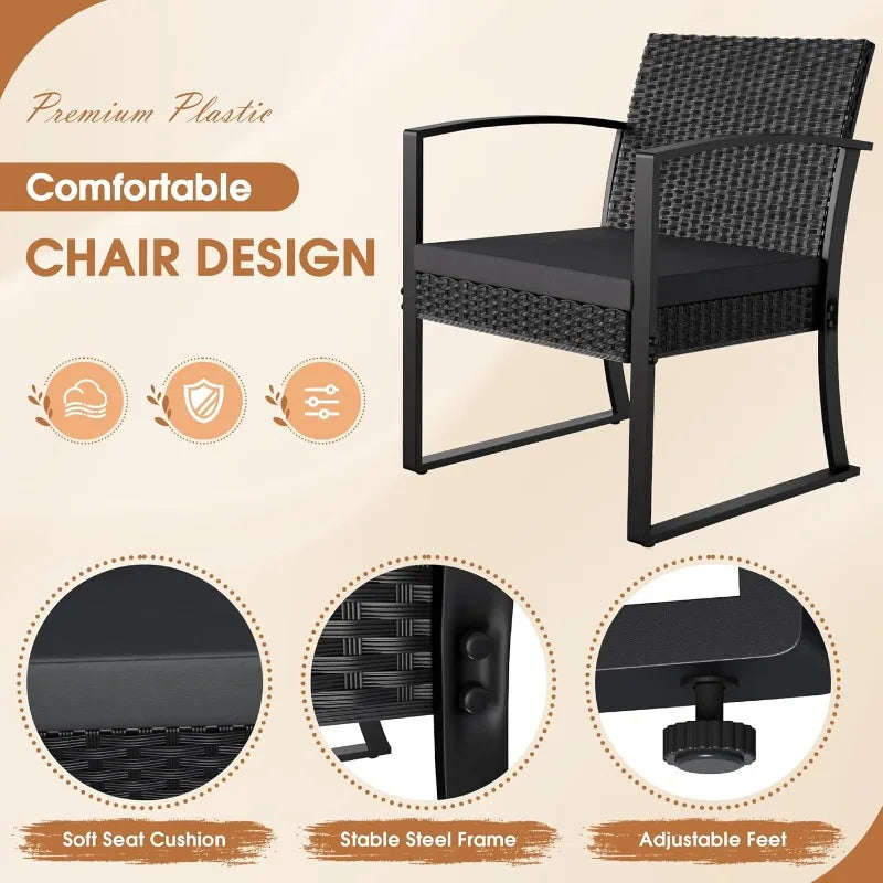 Resin 3 Piece Outdoor Patio Furniture Set With Cushions Table