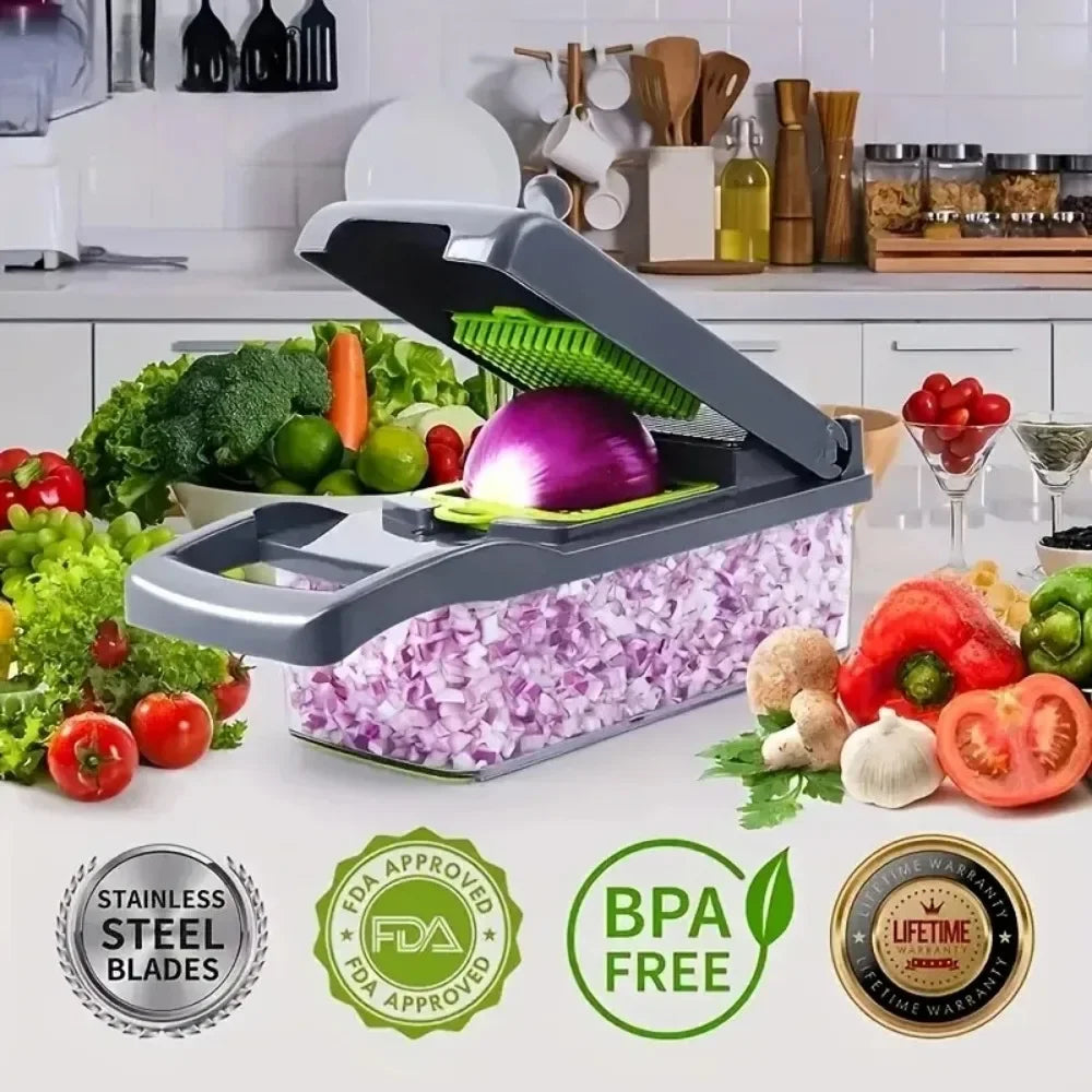 AEDG 14-In-1 Vegetable Chopper Slicer Dicer With Handle