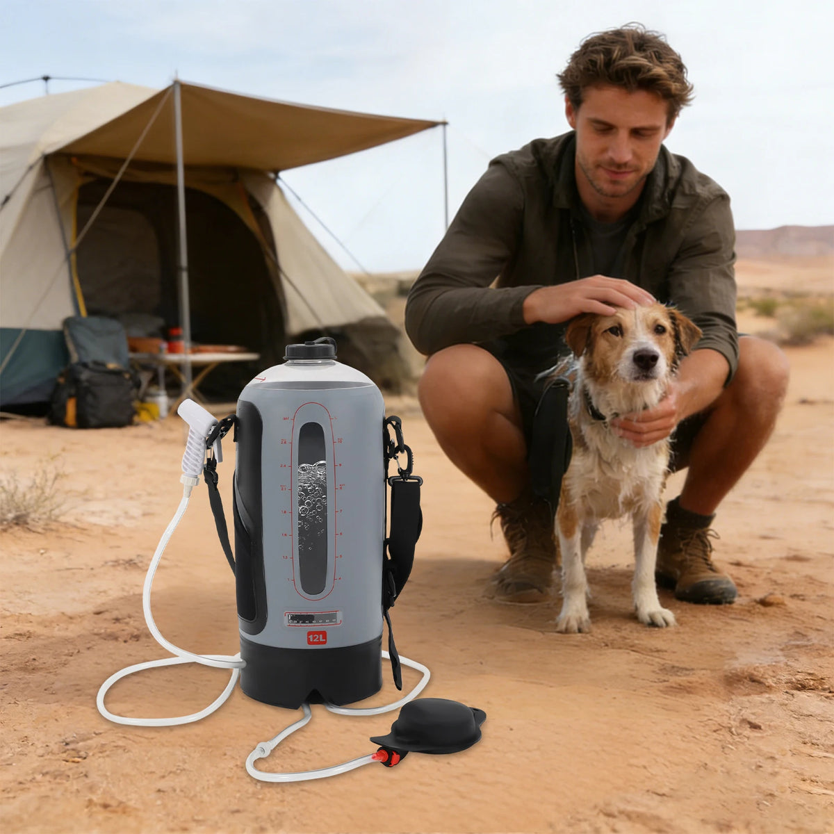 Portable Solar Camping Shower Bag With Hand Pump And Hose