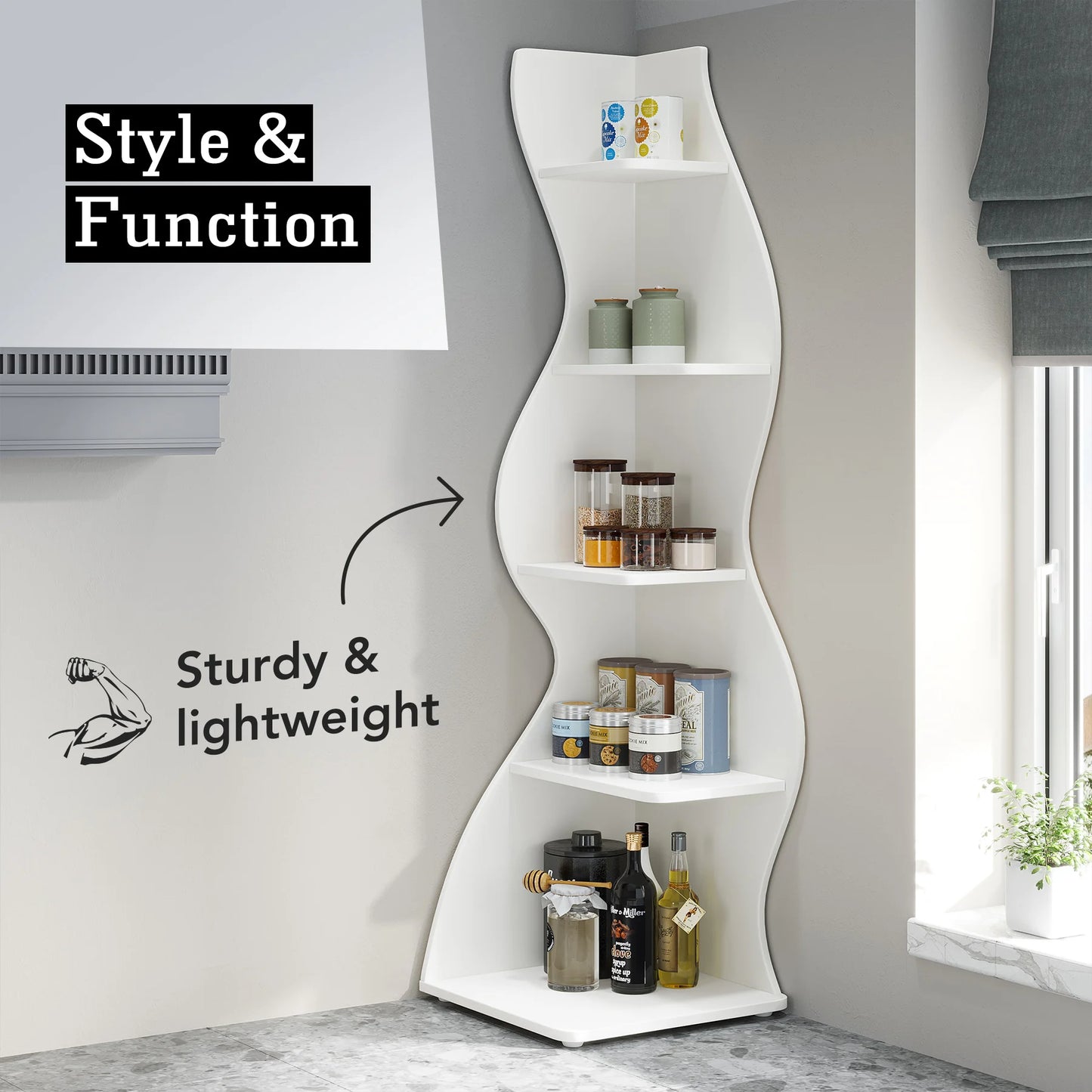 Tribesigns Corner Shelf Modern Wall Shelf Bookcase Plant Stand