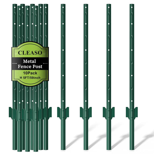 10 Pack Metal Fence Posts U-Post Heavy Duty Garden Stakes