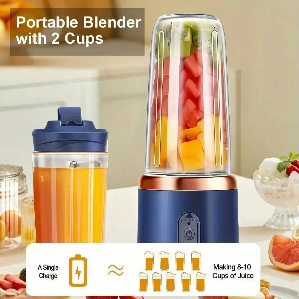 Portable USB Juicer Cup Blender With Dual Cups Outdoor Travel