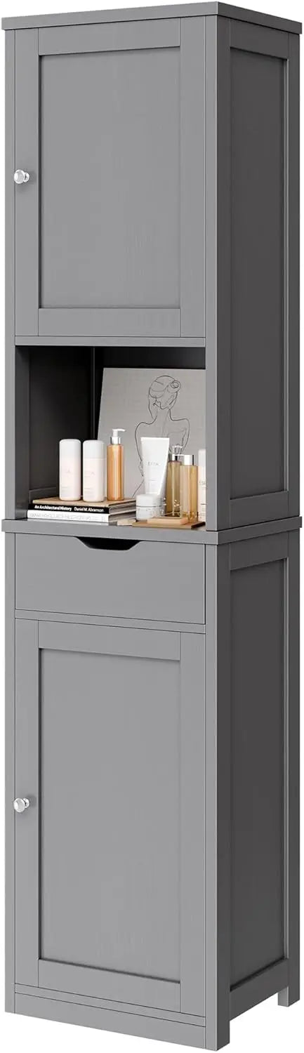Tall Bathroom Storage Cabinet Freestanding Modern With Adjustable Shelves