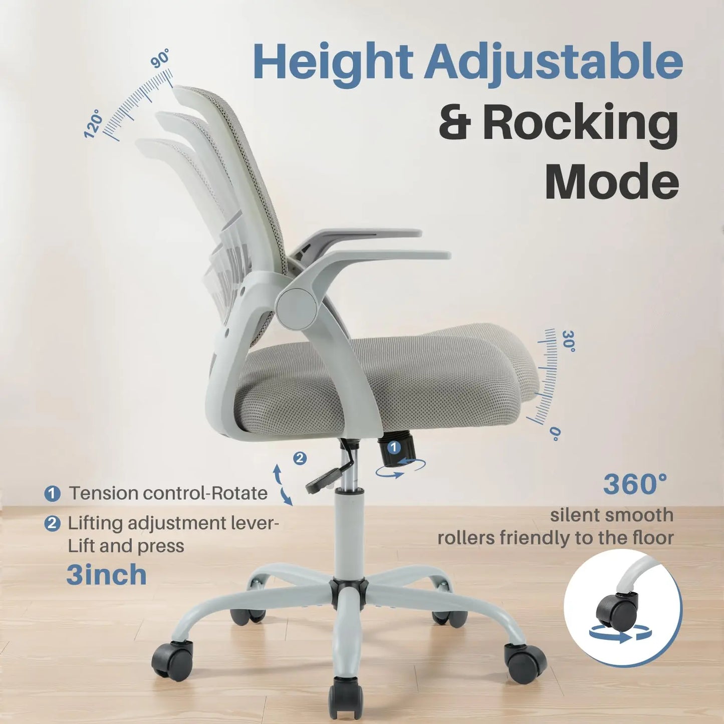 JHK Ergonomic Office Chair With Lumbar Support And Flip-Up Armrest
